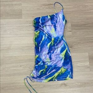 Windsor Blue and Purple One Shoulder Dress